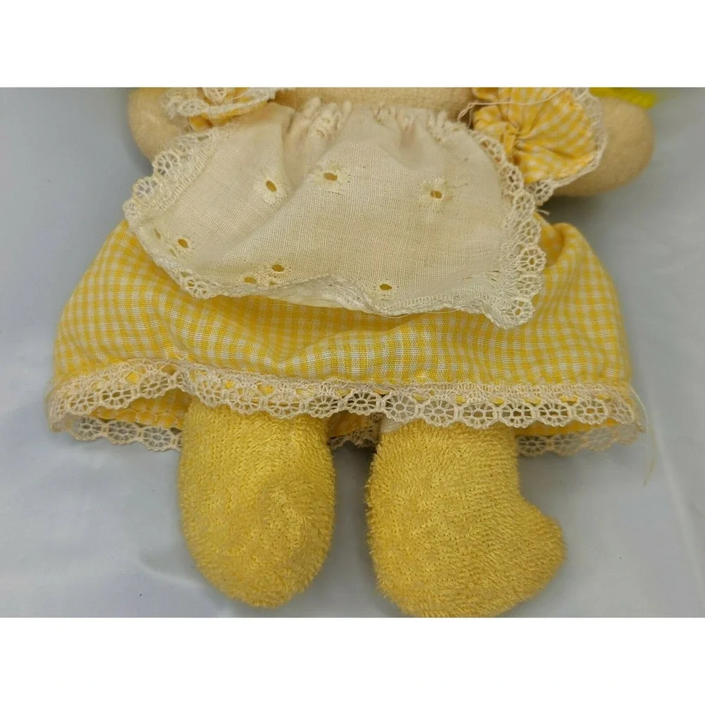 Sugar Dumplins Creation‎ Cloth Doll 9 Inch Yellow Gingham Terry